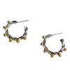 Hoop Earrings SRCOI Unique Mini Balls Gold Silver Color Hoops Open C-Shaped Geometric Circle For Women Fashion Accessories