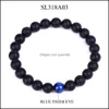 Brins de perles Perles noires emmêlées Tigres Oeil Pierre Strand Bracelet Amitiés Bouddha Yoga Étirement pour Femmes Hommes Bijoux Drop Deliv Dhp97