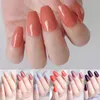 False Nails 24Pcs Glossy White Press On Fake With Jelly Glue Short Ballerina Coffin Nail DIY Full Cover Finger Manicure Tool