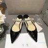 Sandals Designer Pointed Tenes Rhinestone Patent Leather Slip-on Flat Women's