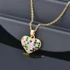 Gargantilla LEEKER 316L Acero inoxidable Color dorado corazón colgante collar para mujer rosa verde Cubic Zirconia accesorios joyería 991 LK3