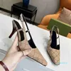 صندل نساء Slingback مصمم أقطار منتصف الكعب شبكة أسود مع بلورات