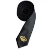 Laço amarra 5 cm de gravata coreana fina para o homem, versão bordada preta de acessórios de gravata jacquard magros