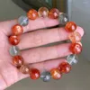 Strand 11mm Natural Green Gold Sunstone Strawberry Quartz Beryl Armband Arusha Clear Round Beads Women Bangle