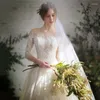 Robe de mariée mariée manches 5 points French Trailing Mori Simple Dreamy Convient aux femmes enceintes