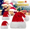Christmas Decorations Santa Claus Caps Hat With Plush Trim Comfortable For Party Costume FO Sale