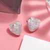 Stud Earrings Fancy Resin Full Crysttal Sweet Heart For Women Party Wedding Cute Chic Girls Simple Romantic Gifts