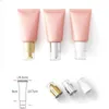 Bottiglie di stoccaggio Barattoli da 60 ml Vuoti Rosa perla PE Plastica Cosmetici Tubo da spremere Oro bianco Argento Pompa airless Cura della pelle Crema solare Lozione Bott