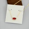 Glass Stone Red Color Pendant Necklaces Necklace Real Gold Plated Dangles Glitter Jewelries Letter Gift with Free Dust Bag