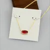 Colliers avec pendentif en pierre de verre de couleur rouge, colliers plaqués or véritable, bijoux à paillettes, lettre cadeau avec sac anti-poussière gratuit