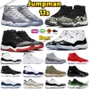 Kutu Jumpman ile 11 Basketbol Ayakkabıları Erkek Kadınlar 11S Kiraz Gece Yarısı Donanma Serin Gri 25. Yıldönümü Yetiştirilmiş Saf Violet Mens Trainers Sport Sneakers