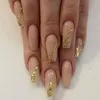 Valse nagels 24 -stcs draagbare nep long ballet geleidelijke liefdesbrief glanzen gebroken diamant volledige deksel acryl nagelpunt set druk op