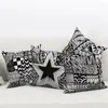 Almohada Black Star Patrón geométrico Funda de almohada Poliéster Sofá Tiro Cubierta decorativa Sala de estar Cama de casa Decoración del coche