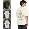 2023 RHUDE Las Palmas Noix De Coco Couronne Imprimer T-Shirt Hommes Femmes Haute Qualité T-shirt À Manches Courtes Surdimensionné