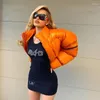 Trenchs pour femmes Puffer Jacket Parka Zip Up Cotton Jackets 2023 Winter Clothes Ski Suit Orange Bubble Coat Warm Solid Color Casual