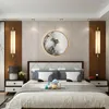 Wandlampen Chinese stijl LAMP Woonkamer TV Achtergrond Moderne Entry Porch All Copper Marble Slaapkamer Bedside