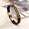 Charm Bracelets Fashion Vintage Flower Thorny Rose Bracelet Cuff Retro Genuine Leather Wristbands Alloy Wrap Bangle Men Women Punk Jewelry