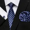 Bow Ties Sliver gestreepte stropdas 7,5 cm zijde jacquard geweven mannen wijn blauw stropdas hanky manchetknopen set bruiloft klassiek pochet