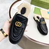 Dress shoes designer SHoes leather Metal buckle women shoe Flat boat shoes Lady wool slipper Mules Princetown Trample Lazy Loafers slippers Large size 35-42 With box