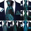 Bow Ties Paisley Teal Green Silk Tie For Men Handky Cufflink Gift Mens Slipsa Fashion Business Party Wedding Dropshiping Hi-Tie Designer