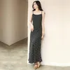 Casual Dresses Spaghetti Strap Dress Long Summer Black Red Sexy Bodycon 2023 And White Polka Dot Beach Plus Size