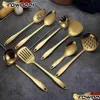 Matlagningsredskap 8st verktyg sätter nonstick guld titan rostfritt stål kök verktyg redskapsset sked spata som serverar 210326 drop del dhe7t