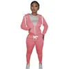 Women's Two Piece Pants Selling Drawstring Jogging Suits Jogger Set Zipper Cardigan Sweatpants And Hoodie Tracksuit Winter Fall Woman