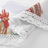 Table Cloth Traditional Mandala Rooster Round Waterolor Feather Polyester White Lace Tablecloth 60 Inch For Dinner Decor