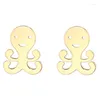 Stud -oorbellen gesneden kleine dier octopus voor vrouwen in roestvrij staal grappig eenvoudig ontwerp zilveren gouden rose kiezen