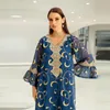 Ethnic Clothing Women's Robe Mesh Embroidery Evening Dress Flare Cuff Elegant Muslim Dresses Fashion Abaya Party Morocco Kaftan Islam