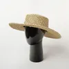 Wide Brim Hats King Wheat Summer Boater Flat Roof Breathable Straw Women's Sun Beach Travel Outdoor Simple Casual Seagrass HatWide