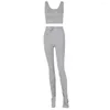 Active Sets Women's Sport Yoga Set Solid Color Crop Top Vest And High Waist Elastic Band Pants Ladies Casual Gym Fitness Outfits
