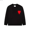 T-shirts Pulls pour hommes Paris Fashion Mens Designer Amies Pull tricoté brodé coeur rouge couleur unie Big Love col rond manches courtes a
