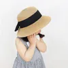 Hattar sommar barn fjäril knut halm fedora hatt barn visir strand sol baby flickor solhat bred grim floppy panama för flicka