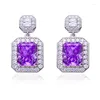 Dangle Earrings Women Diamond Jewelry Korean Style White Gold Plated 925 Sterling Silver 13.5Ct Zircon Drop Earring OEM