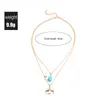 Kedjor 2023 Vintage Fashion Gold Chain Turquoise Fishtail Pendant Halsband för kvinnor Party Jewel Gifts Collares Para Mujer