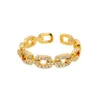 Classic Twist Chain Open Rings for Women Zircon rostfritt stål Geometriska twist lindade par ring bröllop estetiska smycken gåva