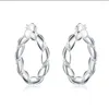 Stud Earrings Vintage Twisted Rope Hoop 925 Silver Jewelry For 2023 Women Luxury Wedding Party Gift Trenc Charm