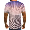 T-shirt da uomo 2023 T-shirt grafica a tunnel reticolare T-shirt da uomo geometrica 3D Casual Harajuku Top Camicia O-collo estiva Taglie forti Streetwear