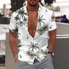 Camisas casuais masculinas 2023 Coco Tree for Men 3D Impresso para mensagens havaianas praia 5xl Moda curta Tops Blouse Tee Blouse