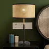 Japanese style table lamp luxury vintage unique rattan shade desk light 23cm width 58cm height for hotel home living room bedroom bedside dining study room decor