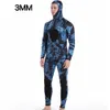 Wetsuits Drysuits Kamuflaj Uzun Kollu Fisyon Kapşonlu 2 adet 1 5 3mm Neopren Samçür Takım Erkekler için Sıcak Su Geçirmez Dalış Tutun 230303