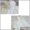 Girl'S Dresses Girls Baptism White Ceremony Dress Girl Beading 1St Birthday Baby Elegant Princess Party Christening Vestidos Drop De Dh2La