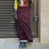 スカートkalevest y2kレッドフェアリーグランジ女性ハイストリートロングワイン美学シャーリングストリートウェアスカートレイブ服の服
