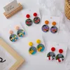 Kolczyki Dangle Lovely 3D Flower Polimroom Polymer Clay for Women Sweet Unikalny design geometryczny wisiorek