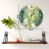 Horloges murales Triangle vert foncé irrégulière graphique salon horloge ronde décor maison chambre cuisine décoration