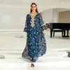 Ethnic Clothing Women's Robe Mesh Embroidery Evening Dress Flare Cuff Elegant Muslim Dresses Fashion Abaya Party Morocco Kaftan Islam