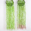 Decorative Flowers 5 Forks 105cm Artificial Rattan Wall Hanging Willow Leaf Vine Simulation Green Plant Weeping Wicker For Home Garden