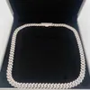Заводская цена 925 Стерлинговое серебро 10 мм VVS Moissanite Diamond Jewelry Diwelly Ожерелье Женское кубинское звено цепь