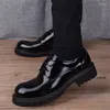 Kleid Schuhe Frühling Herbst Casual Männer Leder Büro Für Anzüge Runde Kopf Plattform Lace Up Oxfords